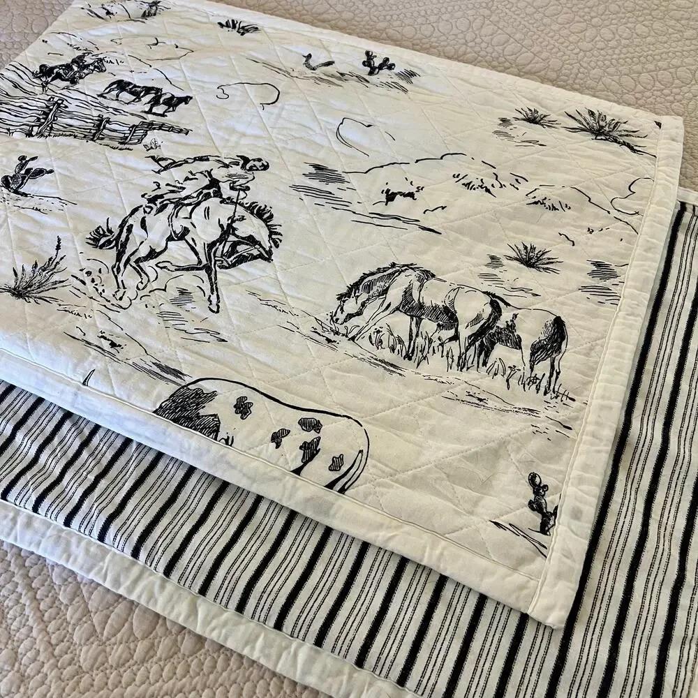 Paseo Road Ranch Life Western Toile Sham Set 2 Standard 20x26 Cowboy Reversible